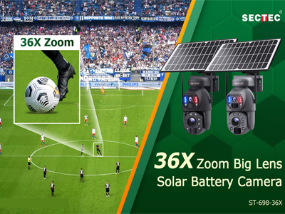 36x zoom big lens solar battery camera